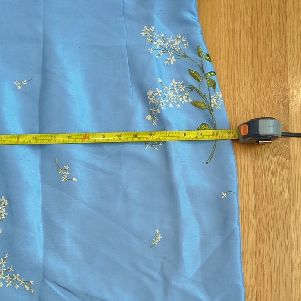 Ann Taylor Vintage 90s Y2K Minimalism Pure Silk Blue floral dress 16 Petite - Picture 10 of 11